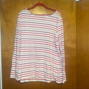 BODEN Women's Multicolor Striped Round Neck Long Sleeve Cotton top Plus size 16